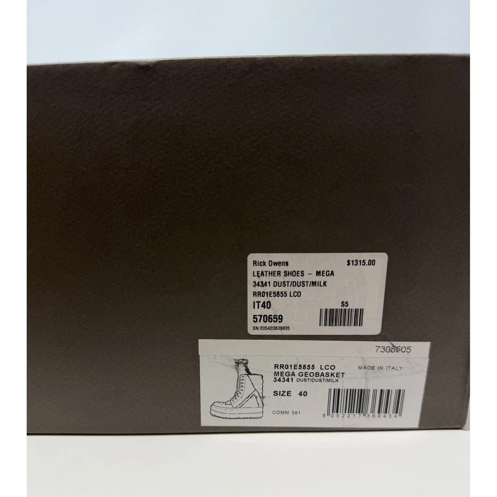 Rick Owens Runway Mega Geobasket High Sneaker Grey Size 7 US 40 EU